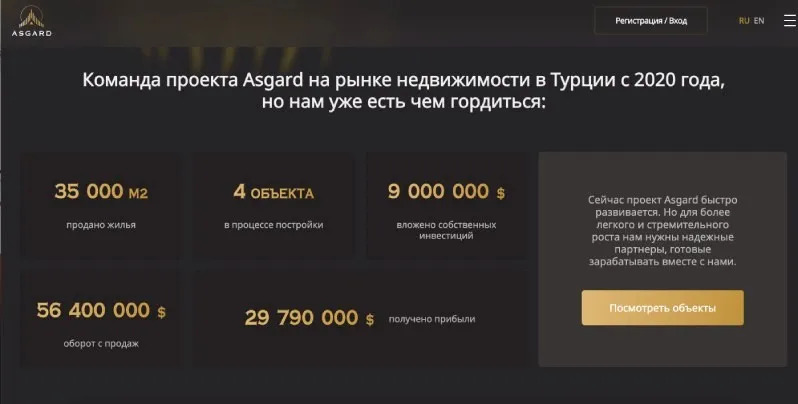 Статистика компании Asgard Estate