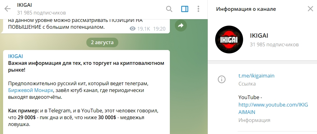 Телеграм трейдера Икигаи